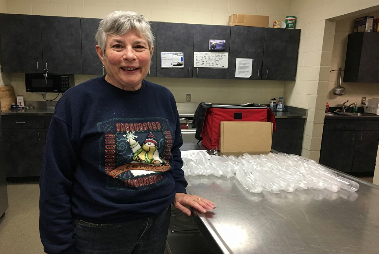 Volunteer delivering a meal